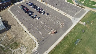 the view of a relatively large parking lot from above COLORADO
