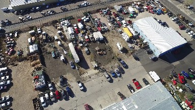 birds eye view of a parking lot with a roof COLORADO