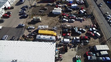 aerial view of a parking and vehicle storage area, COLORADO