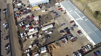 bird's eye view of a crowded parking lot in an industrial business park COLORADO