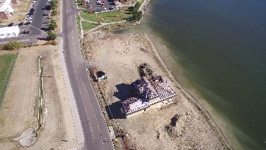 aerial view of a lakeside resort. COLORADO