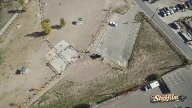 Colorado, United States: Camera from High Above Observing City Area Highway Car Moving