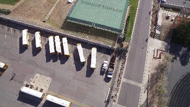 airplane view of a parking lot. COLORADO