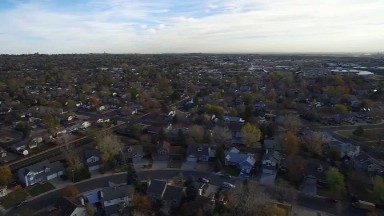 Airplane View Of A Small Community Of Homes. Colorado