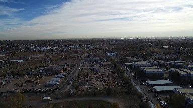airplane view of a large city. COLORADO