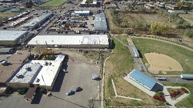 top down view building parked cars alongside work COLORADO