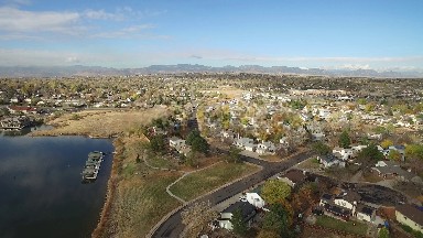 aerial view of waterfront town COLORADO