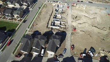 aerial view of a construction site and other buildings around it COLORADO