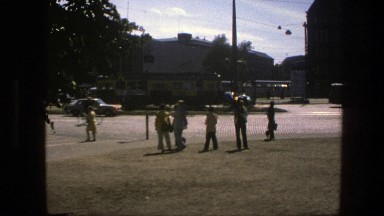 1975: people gathered at a town square SWEDEN
