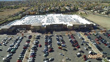 Birds Eye View Of A Parking Lot And Shopping Center Colorado