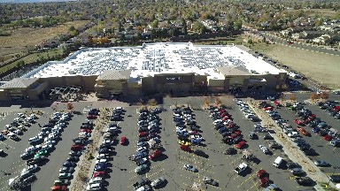 birds eye view of a parking lot and shopping center COLORADO