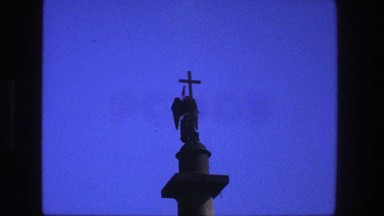 1975: view of a church and it's sign. DENMARK