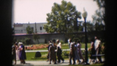 1951: the devotees walking to enter the magnificent church with many spires