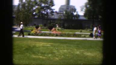 1951: people walking outside in the public park. WYOMING