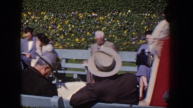 1954: a nice day to sit out on some park benches. LAS VEGAS NEVADA