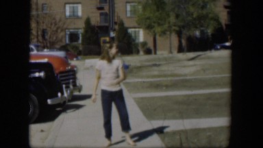 1954: a young girl performs a tap dancing routine on the sidewalk NEVADA
