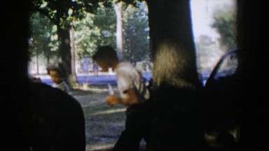 1954: kids and adults enjoying a nice day outside together. NEVADA
