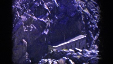 1954: Construction of Building on Cliff of Rocky Mountain