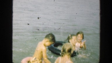 1947: small children playing in the lake. CONNECTICUT