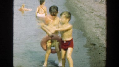 1947: a gathering of children play in the water CONNECTICUT