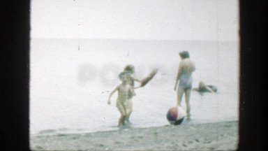 1947: mother and children out by the lake. CONNECTICUT