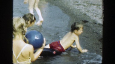 1947: girl takes boy's inner-tube at beach and boy gets upset CONNECTICUT