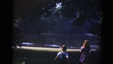 1948: children running over to a lake. WASHINGTON DC