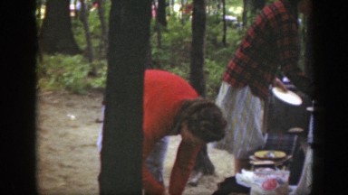1949: women camping out in the forest. MASSACHUSETTS