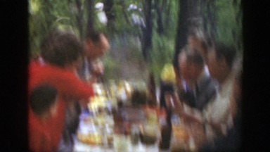 1949: a small boy playing in the woods during a picnic MASSACHUSETTS