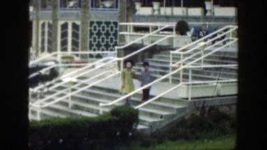 1949: children walking down the steps, hand in hand. CINCINNATTI OHIO