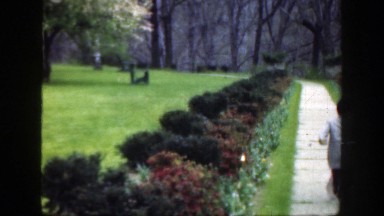 1949: children running outside on a sidewalk. CINCINNATTI OHIO