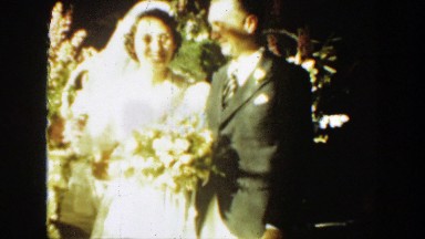 1939: Gorgeous Couple Kissing on Wedding Day in Montana