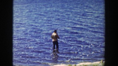 1939: Man Fishing in Bay Wyoming
