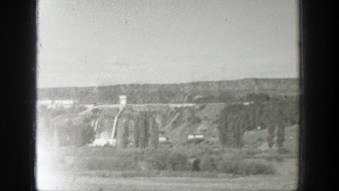 1939: Driving Through a Black and White Landscape Wyoming