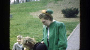 1949: a mom and her kids having a fun day at the park CINCINNATTI OHIO
