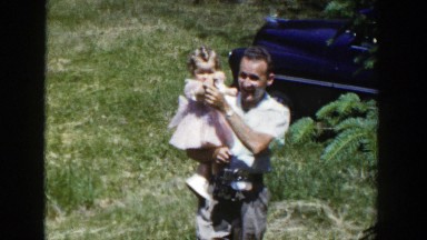 1953: Father and Daughter Walking in Sunshine, Wisconsin