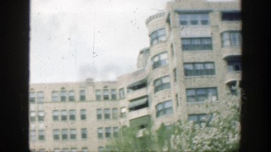 1949: View of a Hotel Building Accompanied by Geese by the Lake