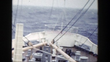 1948: Merchant Ship Traveling Over Rough Seas Off New York