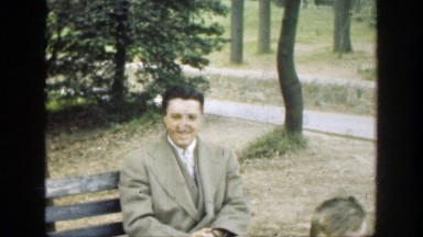 1949: Happiest Father with His Child at Park, Cincinnati Ohio