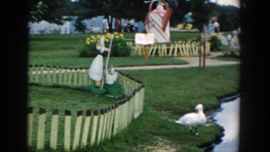 1954: Kid Running in Public Park, Wisconsin Dells Wisconsin
