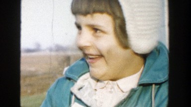1958: a laughing young girl smiles for the camera MICHIGAN