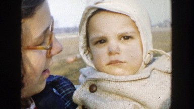1958: woman with child posing for camera outdoor MICHIGAN