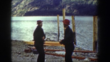 1939: two men fight outside in the nature CHELAN WASHINGTON