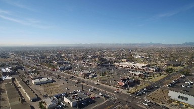 airplane view of a small city. COLORADO