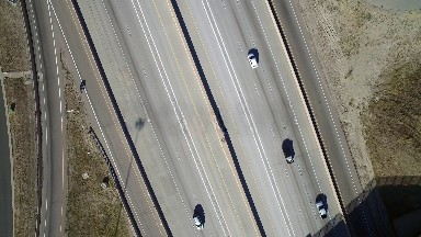 view from camera high above highway cars moving COLORADO