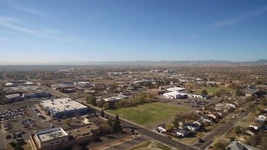 airplane viewing of a spread out city. COLORADO