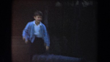 1961: Little Boy Playing in Front of Government Property, Los Angeles