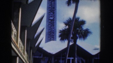 1961: Palm Trees Standing Next to a Large Tower in Nassau
