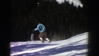1961: man skiing from a steep hill in the winter ASPEN COLORADO