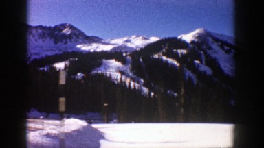 1961: the snow mountain view with beautiful nature from road, surrounded by